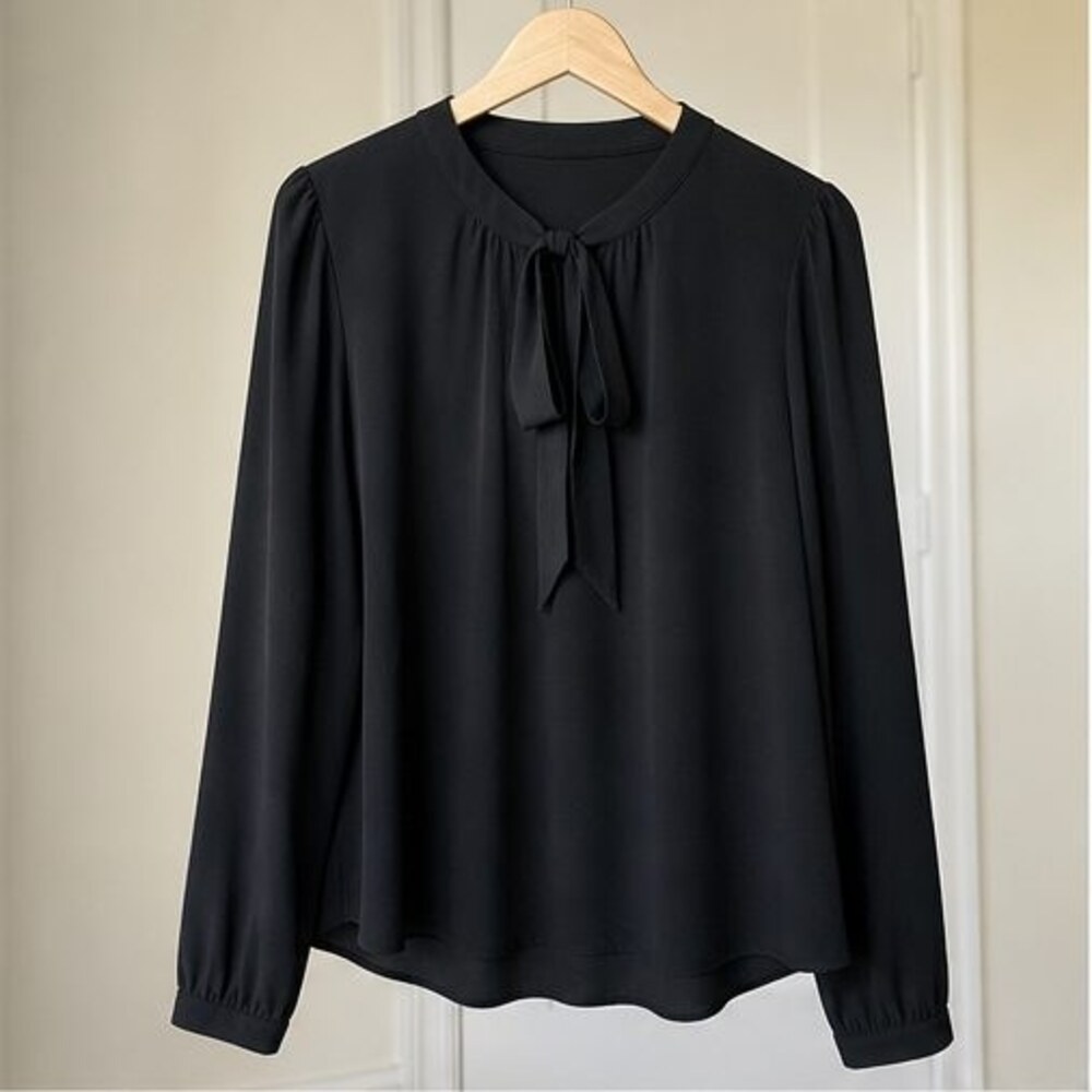 Black Tie Neck Blouse